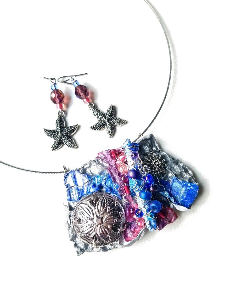 Ocean inspired necklace earring set