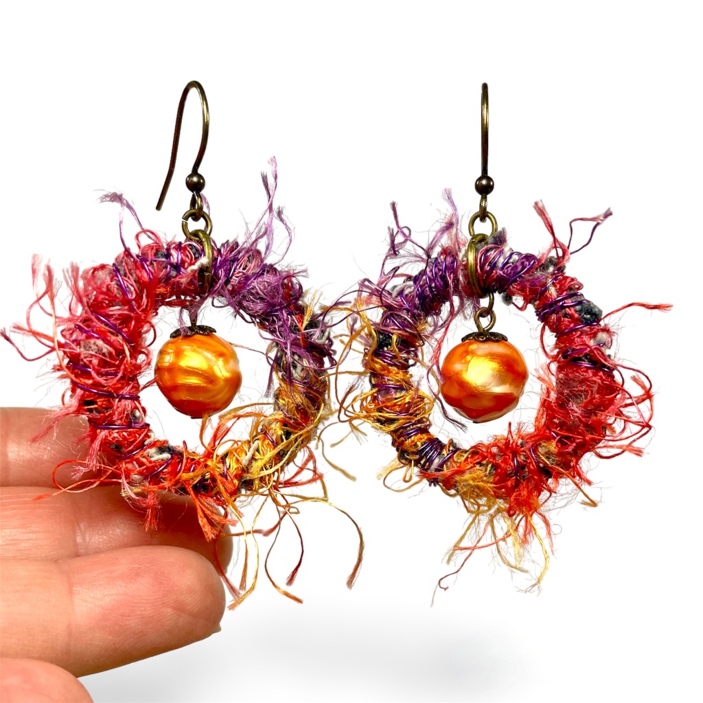 Handcrafted Fabric and Fiber Art Earrings – New On Etsy!